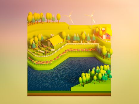 green earth concept in isometric view