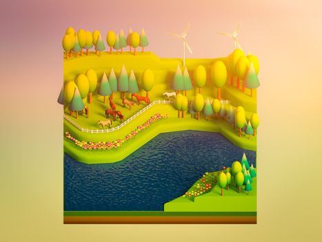 green earth concept in isometric view