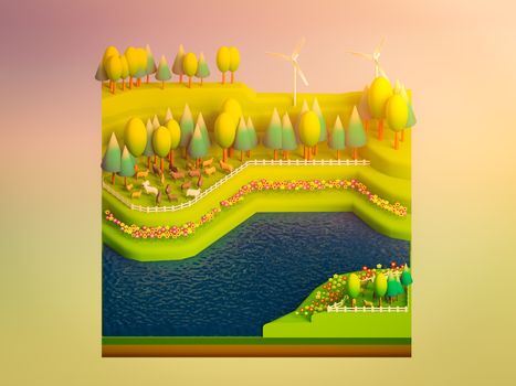 green earth concept in isometric view