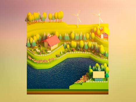 green earth concept in isometric view