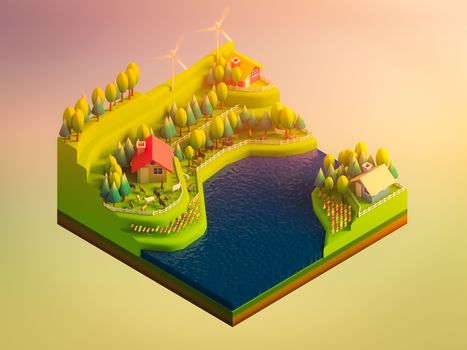 green earth concept in isometric view