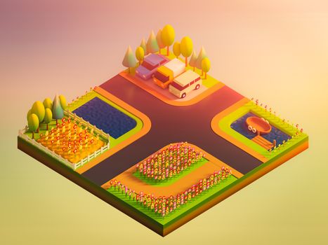 green earth concept in isometric view