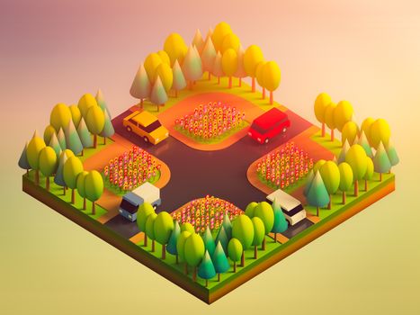 green earth concept in isometric view