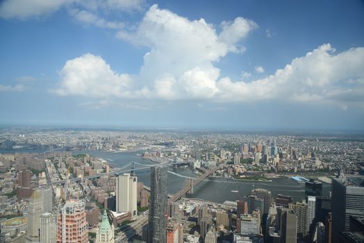 a view of new york downtown as seen from one world trade center observatory deck