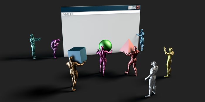 Web Design Concept with Small Workers Creating Website