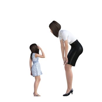 Mother Daughter Interaction of Girl Explaining Something as an Illustration Concept