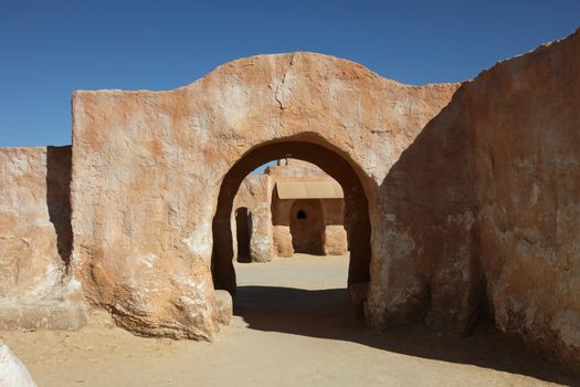 Abandoned decorations for shooting Star Wars movie