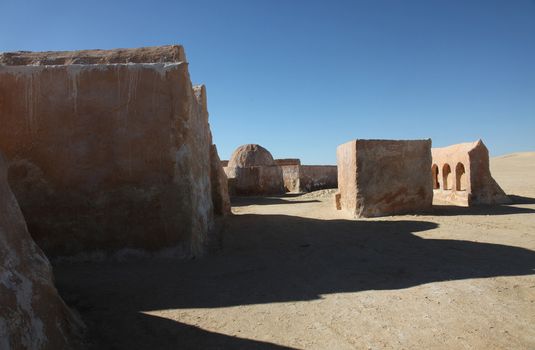 Abandoned decorations for shooting Star Wars movie
