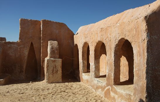 Abandoned decorations for shooting Star Wars movie