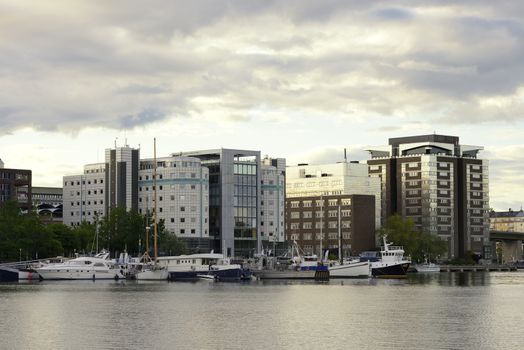 Stockholm embankment with boats