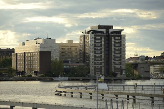 Stockholm embankment with boats