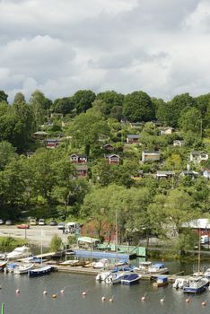 Stockholm embankment with boats