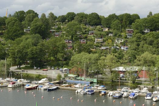 Stockholm embankment with boats