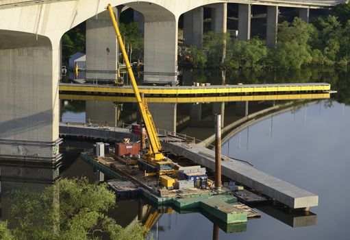 Fragment view of the bridge under reconstruction.