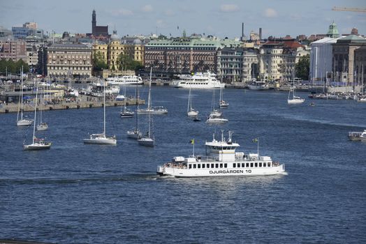 Stockholm embankment with boats