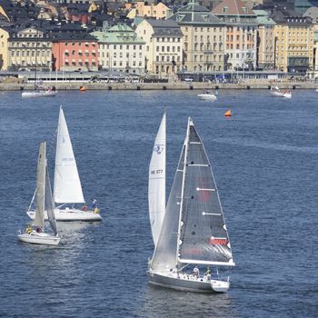 Stockholm embankment with boats