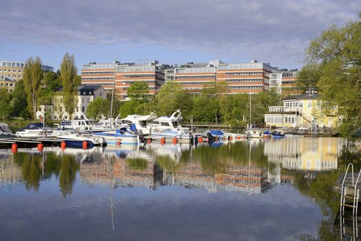 Stockholm embankment with boats