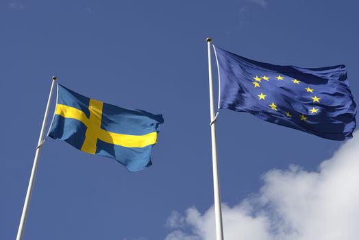 Swedish National and European union flag