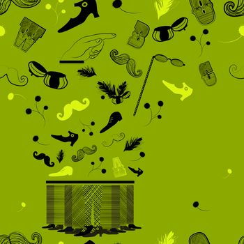 Unusual seamless pattern with vintage items
