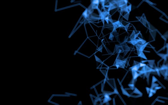 Abstract polygonal space low poly dark background with connecting dots and lines. Connection structure.