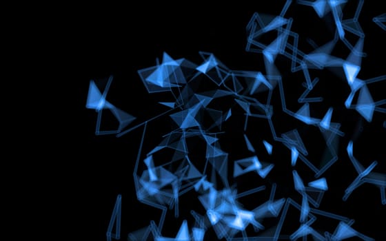 Abstract polygonal space low poly dark background with connecting dots and lines. Connection structure.