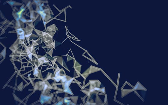 Abstract polygonal space low poly dark background with connecting dots and lines. Connection structure.