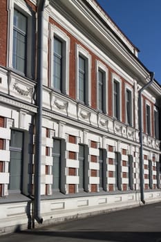 house facade in classical style in perspective