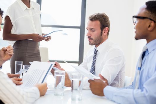 Business colleagues discussing in meeting at office