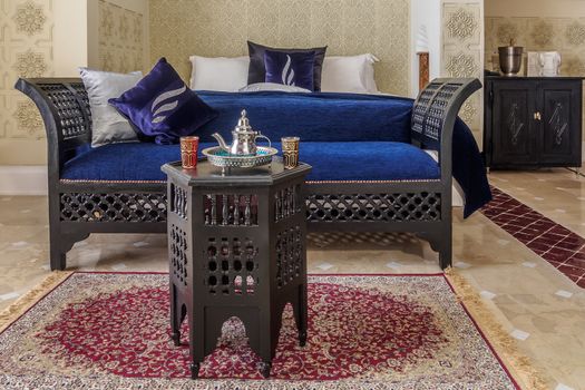 Luxury suite bedroom and couch in moroccan style