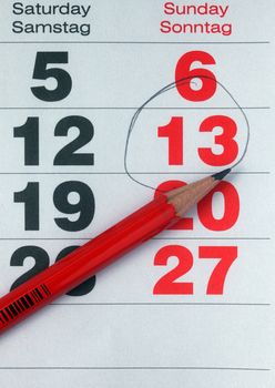 Detail of calendar showing date
