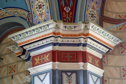 Painted medieval fresco pattern