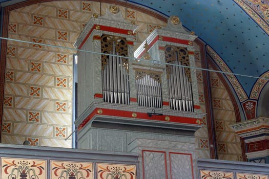 A historic pipe organ in beautiful church