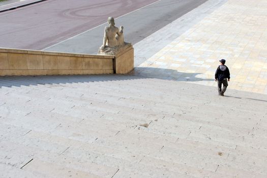 Stairs and statue in Paris Trocadero