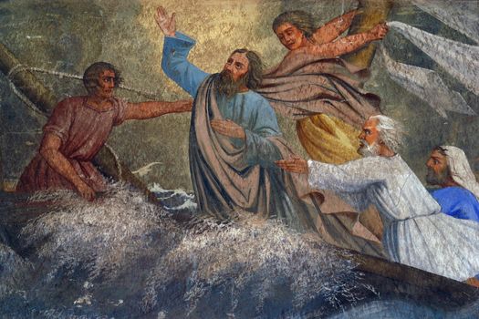 Jesus Calms a Storm on the Sea