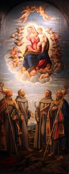 Madonna and Child in the glory of heaven with St. Bonaventure, St. Francis of Assisi, St. Anthony of Padua and St. Louis
