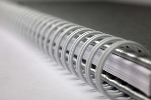Extreme closeup of a spiral notebook