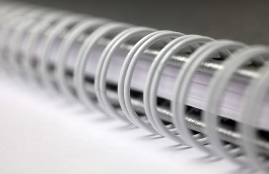 Extreme closeup of a spiral notebook