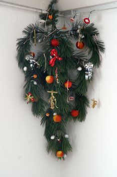 Christmas-themed corner with Christmas tree