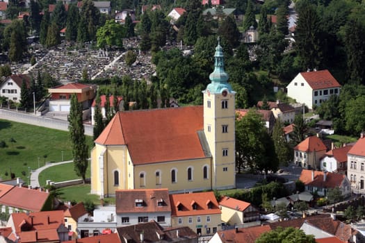 Samobor - city in Croatia, aerial view.