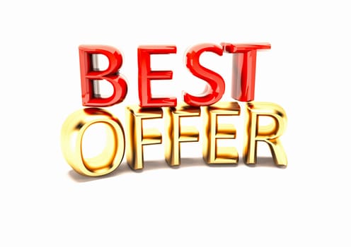 Dimensional inscription of Best offer. 3D rendering.