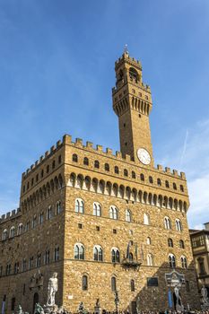 The Palazzo Vecchio is the town hall of Florence, Italy. It overlooks the Piazza della Signoria with its copy of Michelangelo's David statue as well as the gallery of statues in the adjacent Loggia dei Lanzi.