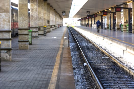 detail of track in Florence's railways station