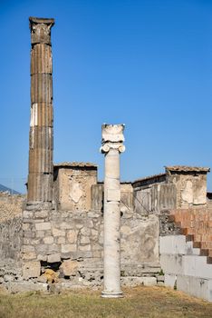 Roman archeologic ruins of the lost city of  Pompeii,  Italy