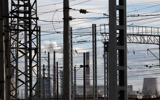 power station electrical wires industrial landscape