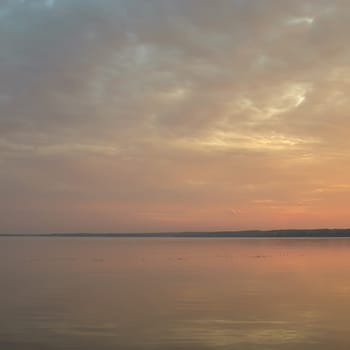 blue lake with cloudy sky, nature series