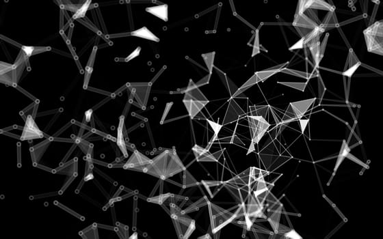 Abstract polygonal space low poly dark background with connecting dots and lines. Connection structure.