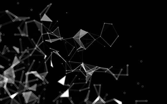 Abstract polygonal space low poly dark background with connecting dots and lines. Connection structure.