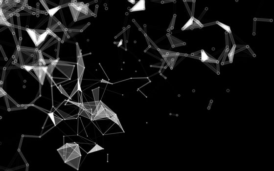 Abstract polygonal space low poly dark background with connecting dots and lines. Connection structure.