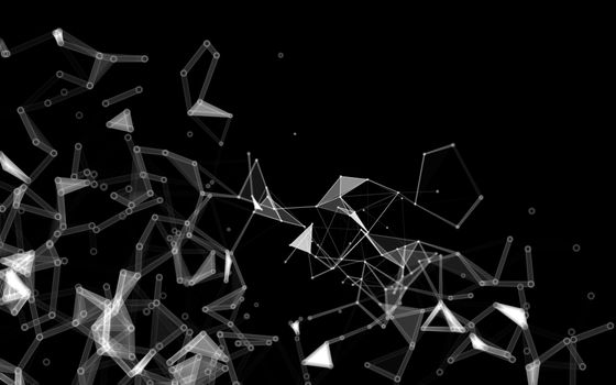 Abstract polygonal space low poly dark background with connecting dots and lines. Connection structure.