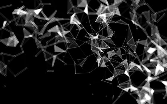 Abstract polygonal space low poly dark background with connecting dots and lines. Connection structure.